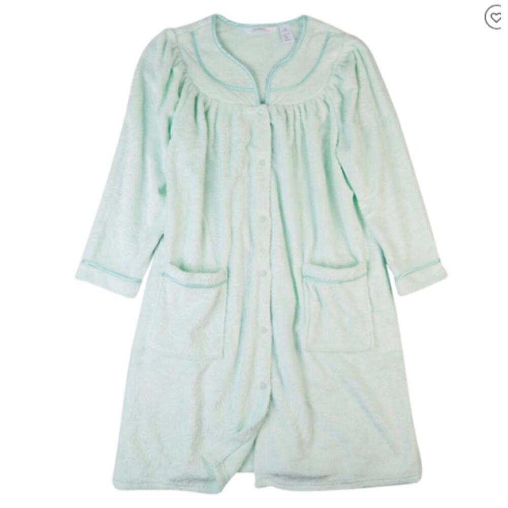 Jasmine Rose Snap Front Robe Mint Green Womens Small